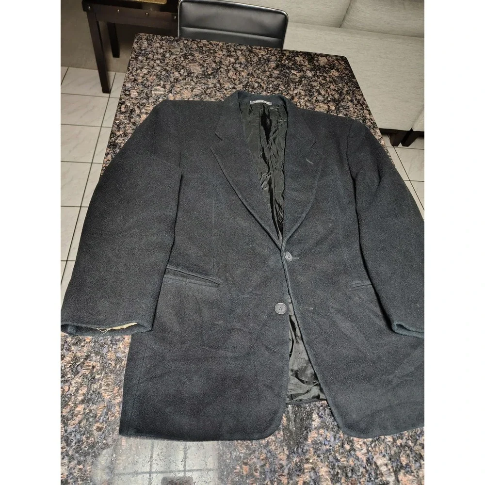Sicons Vintage Mens Wool Blend Blazer Jacket Black Made in Italy Size 48 7R
